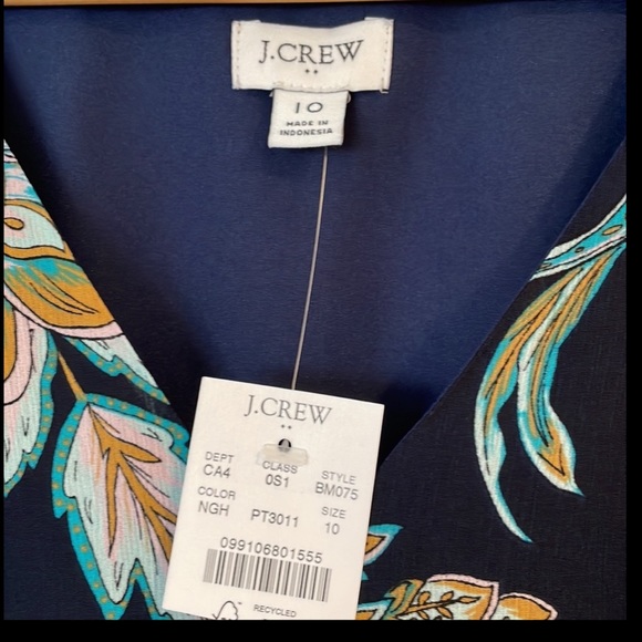 J. Crew Factory V-neck tiered mini dress in Navy Golden Honey - Picture 5 of 9